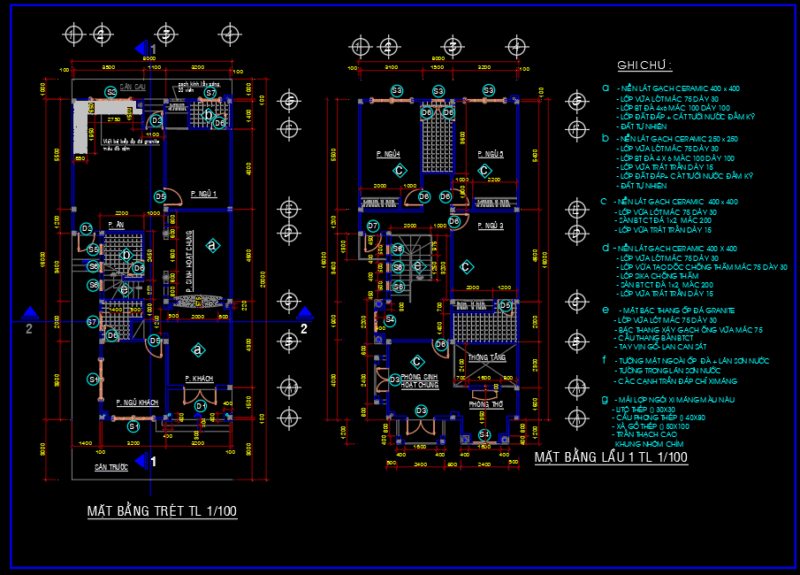Bản vẽ thiết kế Biệt thự 8x16m