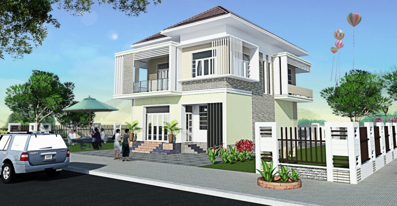 Bản vẽ thiết kế biệt thự 9.4x12x2 tầng