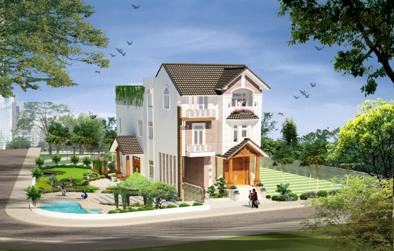 Bản vẽ thiết kế biệt thự 9x18x 3 tầng