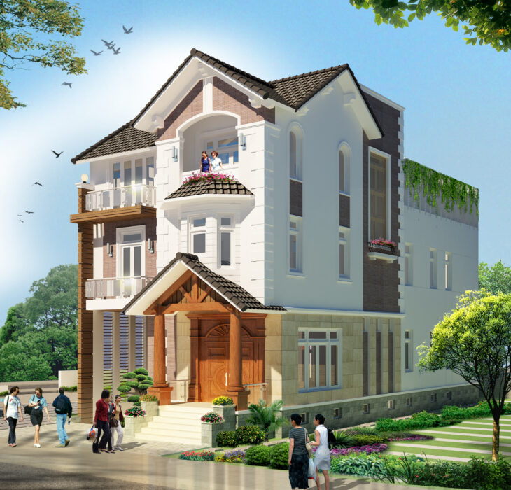 Bản vẽ thiết kế biệt thự 9x18x 3 tầng