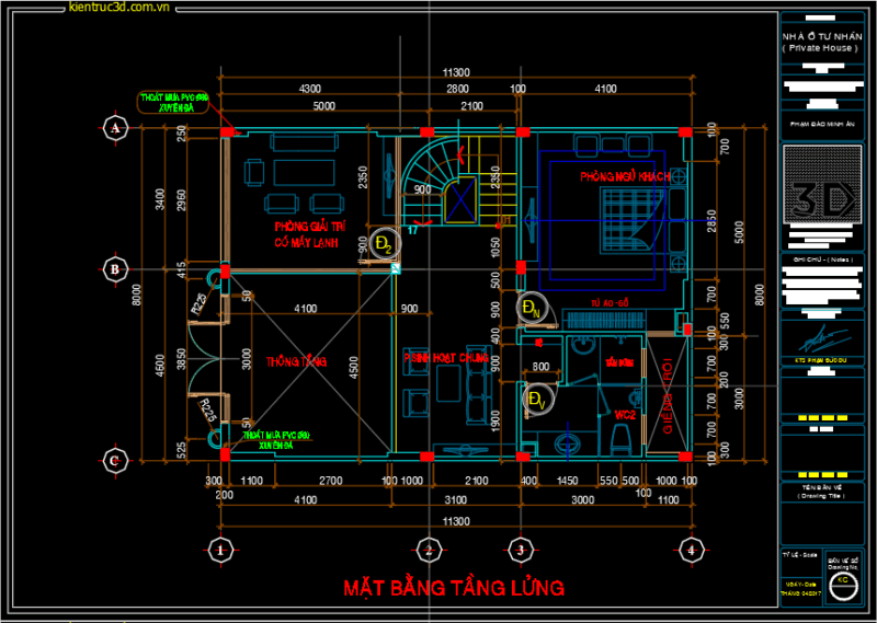 Bản vẽ thiết kế Biệt thự mini 8x11x02 tầng – full