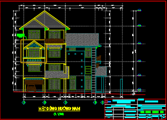 Bản vẽ thiết kế biệt thự nhà phố 10x20mx4 tầng