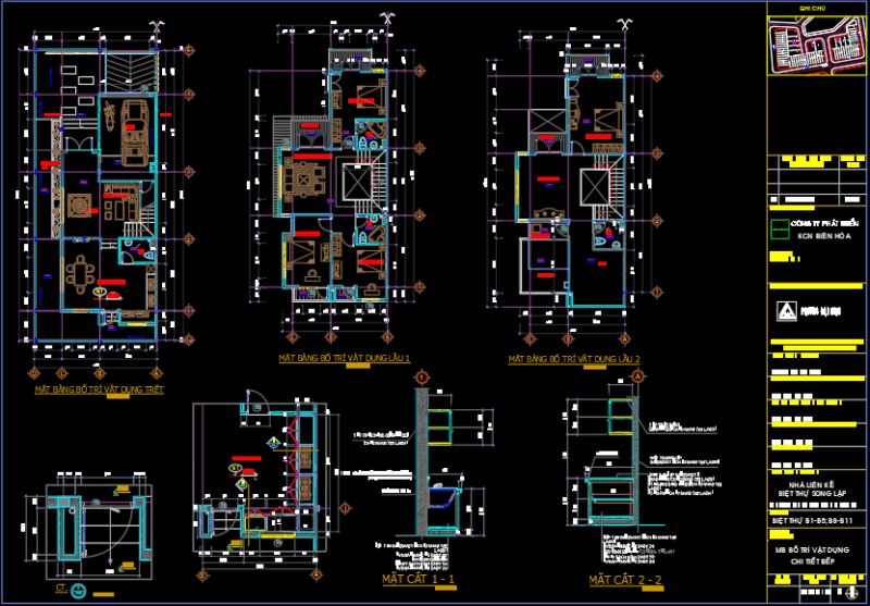 Bản vẽ thiết kế Biệt thự song lập