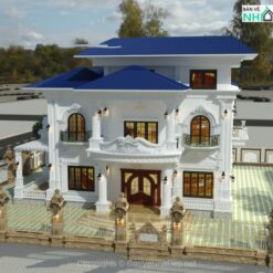 Bản vẽ thiết kế biệt thự vườn 3 tầng mái Nhật đẹp 15.2x18.2m