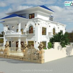 Alternative view of Bản vẽ thiết kế biệt thự vườn 3 tầng mái Nhật đẹp 15.2x18.2m