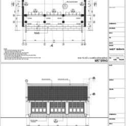 Bản vẽ thiết kế đền thờ nhà thờ họ 3 gian 6x9.9m gỗ lim