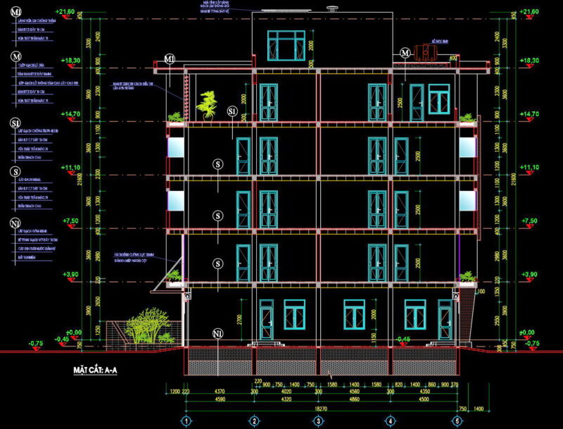 Bản vẽ thiết kế full toà nhà văn phòng công ty Việt Mỹ