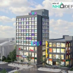 Bản vẽ thiết kế khách sạn thông minh 10 tầng nổi 1 hầm 19.5x23m