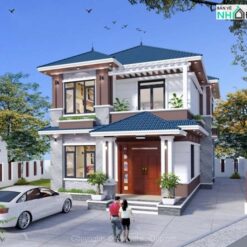 Bản vẽ thiết kế nhà 2 tầng mái Nhật 8x15m