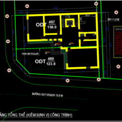 Bản vẽ thiết kế Nhà 3 tầng hình chữ L 166m2
