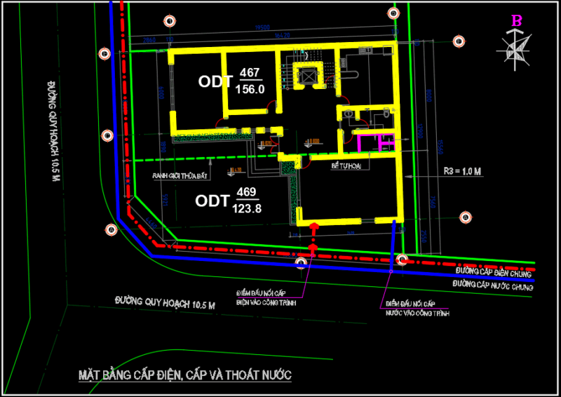 Bản vẽ thiết kế Nhà 3 tầng hình chữ L 166m2
