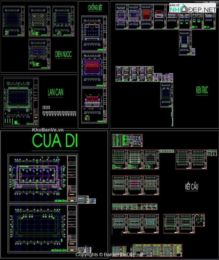 Bản vẽ thiết kế nhà cổ 2 tầng giảng đường thiền viện 19.5x41m