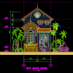 Bản vẽ thiết kế nhà gác lửng 4x15.5m