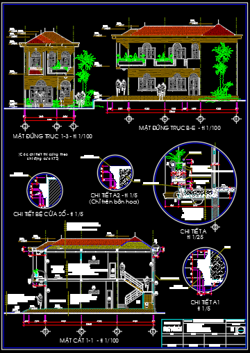 Bản vẽ thiết kế nhà phố 3,8x21m