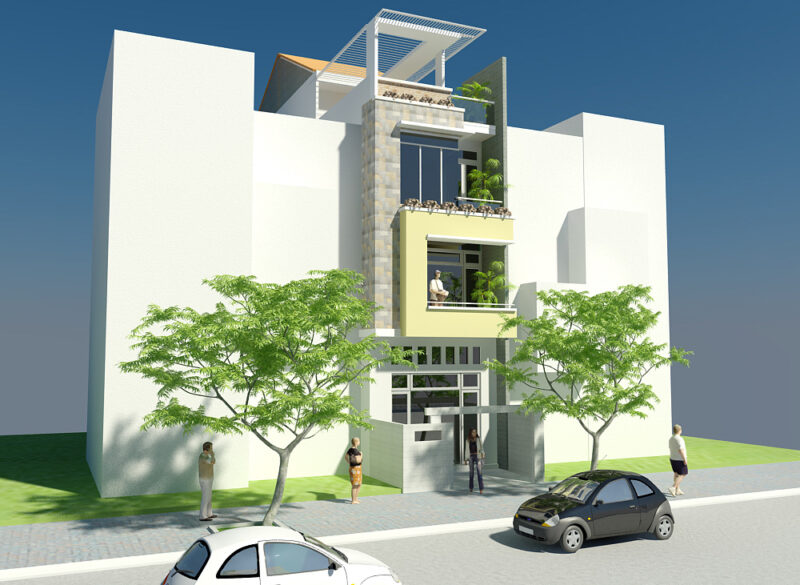 Bản vẽ thiết kế nhà phố 4.5x20x 4 tầng