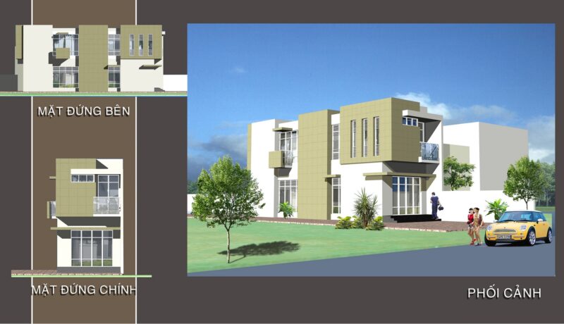 Bản vẽ thiết kế nhà phố 5x21x2 tầng