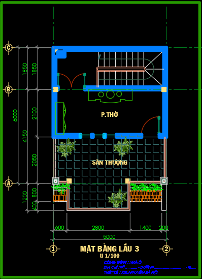 Bản vẽ thiết kế Nhà phố 5x6m