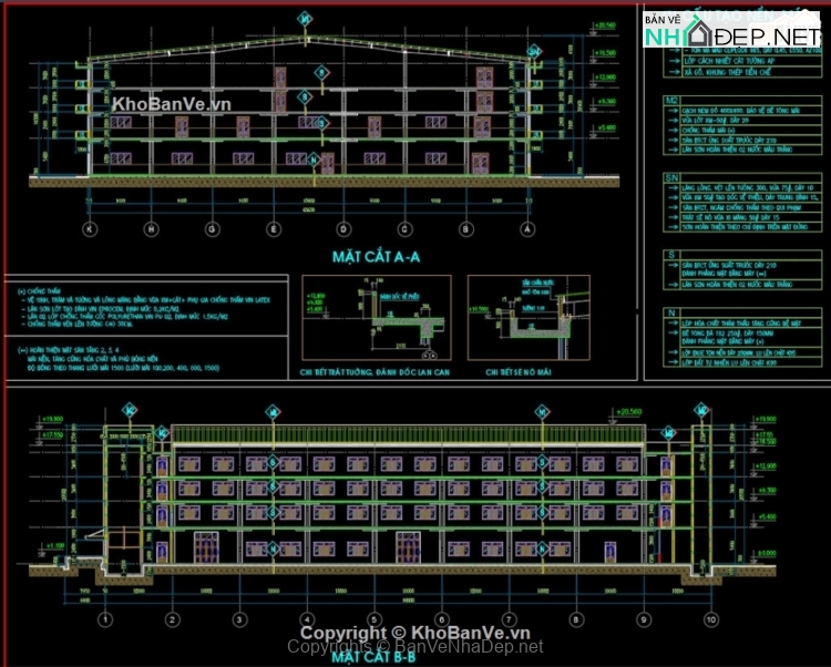 Bản vẽ thiết kế nhà xưởng điện tử 4 tầng diện tích sàn 24.000 m2
