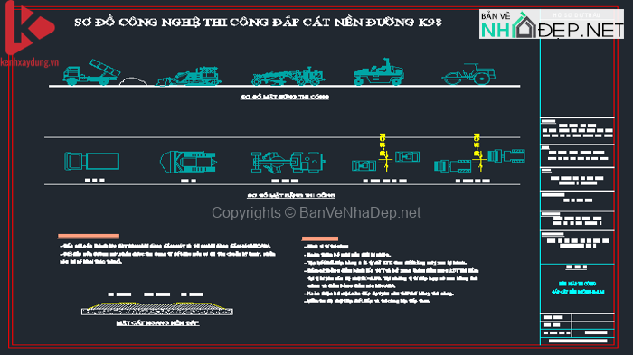 Bản vẽ + Thuyết minh biện pháp thi công đường