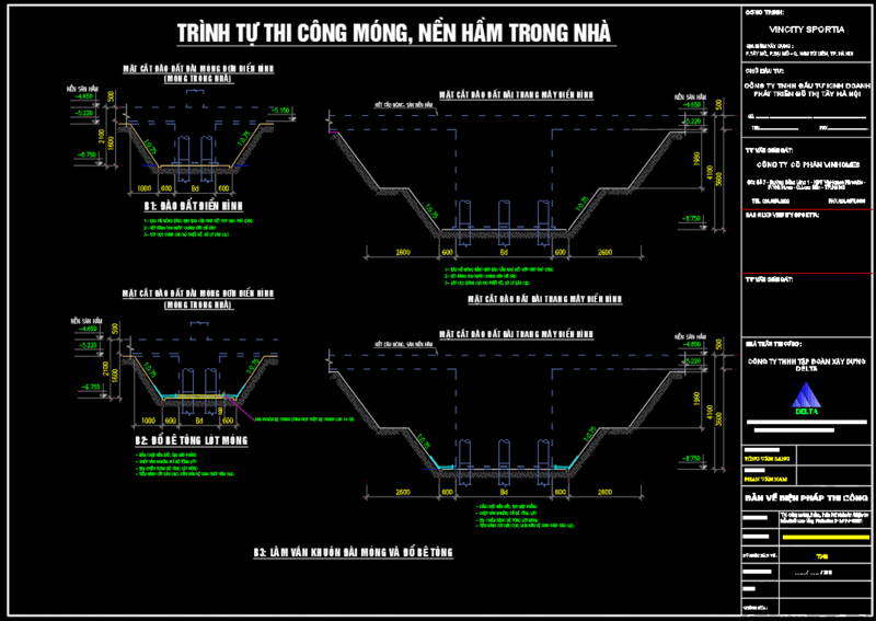 Biện pháp thi công Phần Hầm Vinhome Smart City