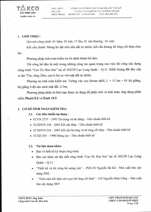 Biện Pháp Thi Công Tầng Hầm Cọc Vây Và Hệ Shoring Cao Ốc Hoa Sen