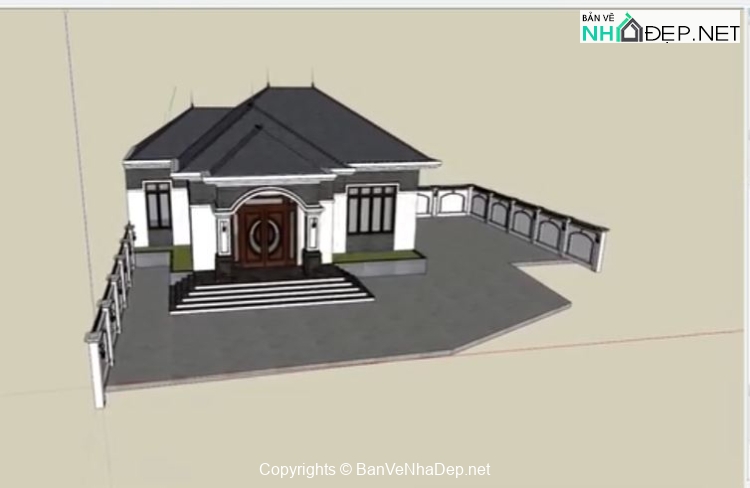 Biệt thự 1 tầng mái nhật,kích thước 13.6×10.5m