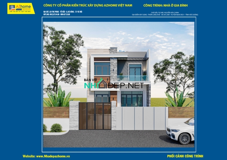 Biệt thự 2 tầng kích thước 13.45×8.3