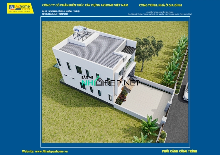 Biệt thự 2 tầng kích thước 13.45×8.3