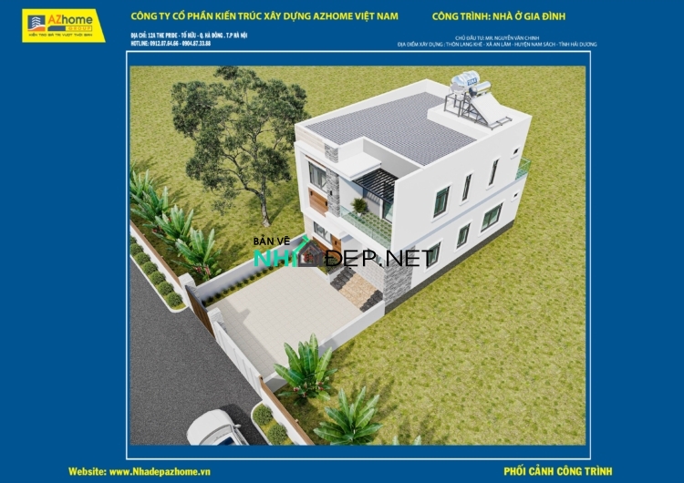 Biệt thự 2 tầng kích thước 13.45×8.3