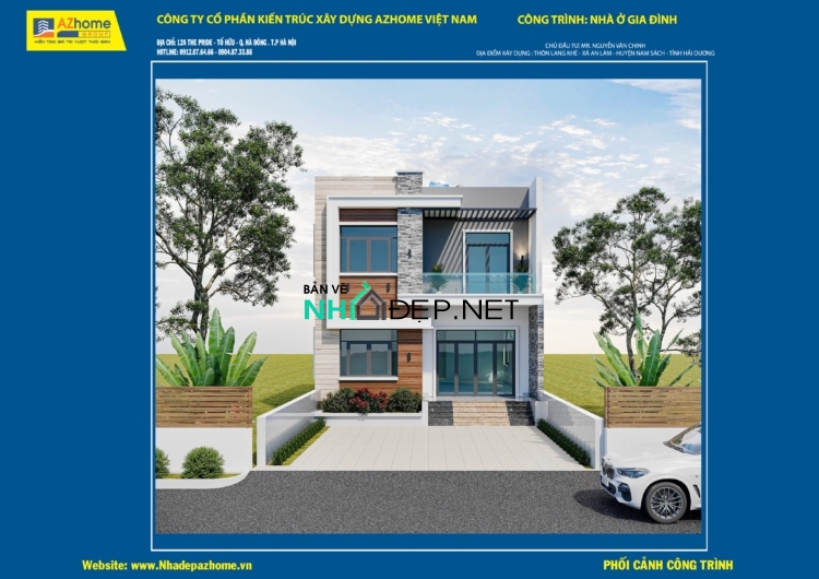 Biệt thự 2 tầng kích thước 13.45×8.3