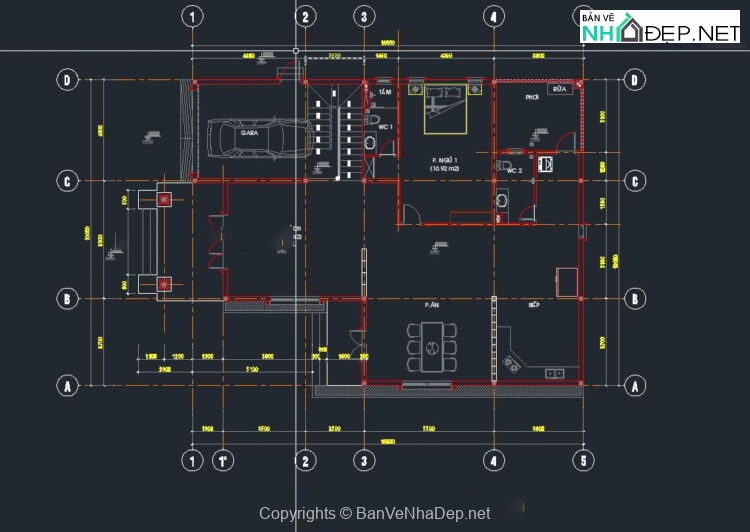 Biệt thự 2 tầng kích thước 13×16.6m mái thái