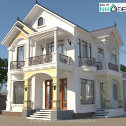 Biệt thự 2 tầng kích thước 8.5x14m (có full kiến trúc và file sketchup)