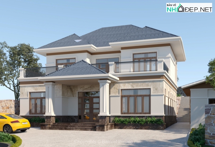 Biệt thự mái nhật 2 tầng 13×13.9m