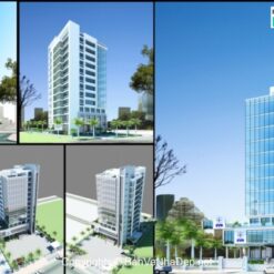 Bộ bản vẽ cad toà nhà 14 tầng + bán hầm, diện tích sàn 1000m2, móng cọc và hạng mục phụ trợ