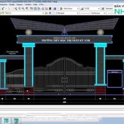 File bản vẽ mẫu cổng trường học Cổng trường tiểu học kỳ An
