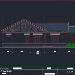 File cad bản vẽ kiến trúc biệt thự 1 tầng 7x18.1m