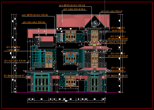 File Cad – Nhà biệt thự 3 tầng 13×8.4m
