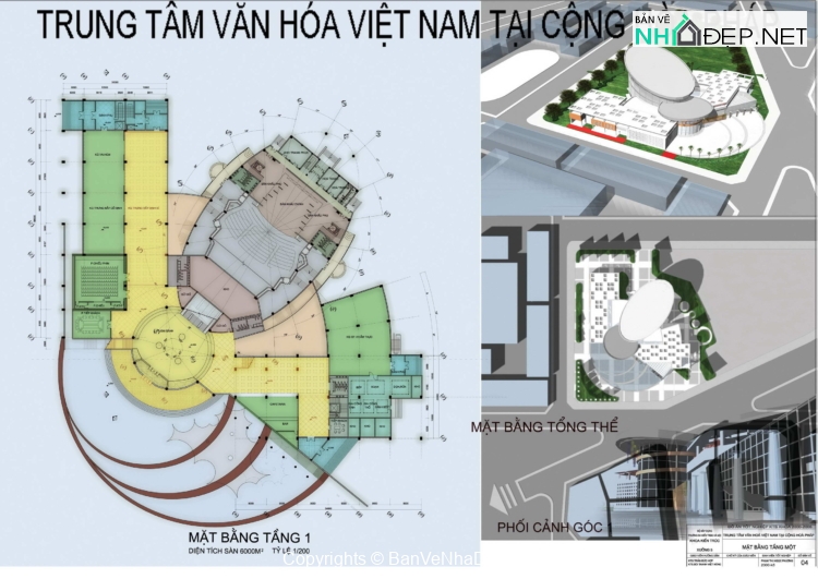 File cad trung tâm văn hóa Việt Nam – Pháp miễn phí