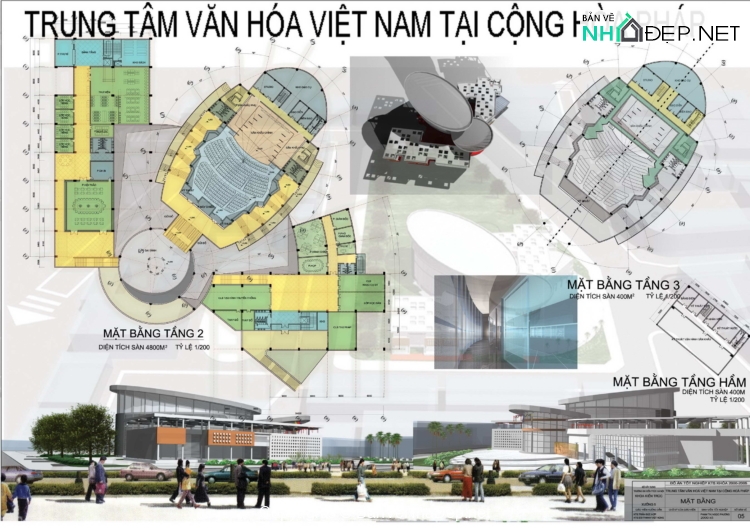 File cad trung tâm văn hóa Việt Nam – Pháp miễn phí