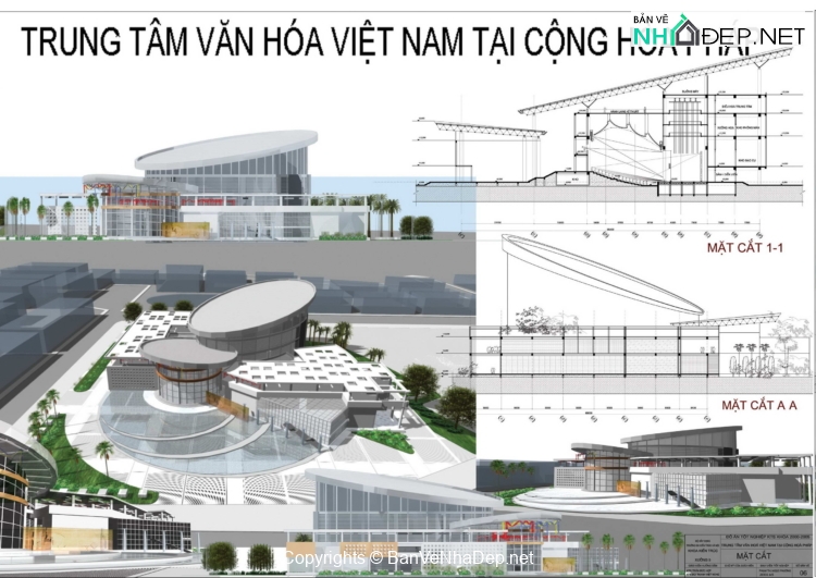 File cad trung tâm văn hóa Việt Nam – Pháp miễn phí