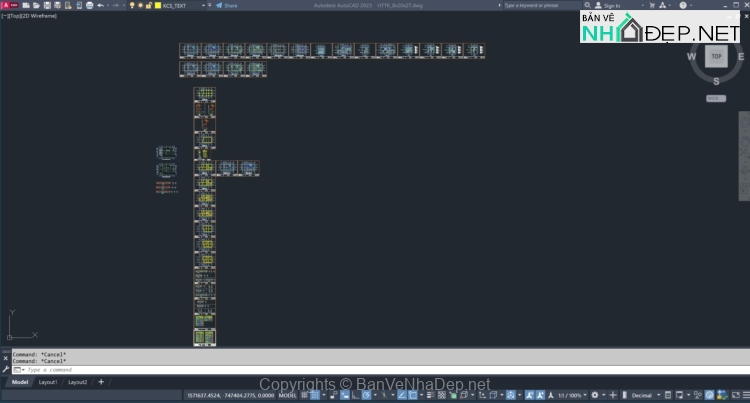 Free Cad biệt thự 2 tầng mái nhật kích thước 8x20m