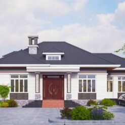 Bản vẽ biệt thự mái nhật 18x12