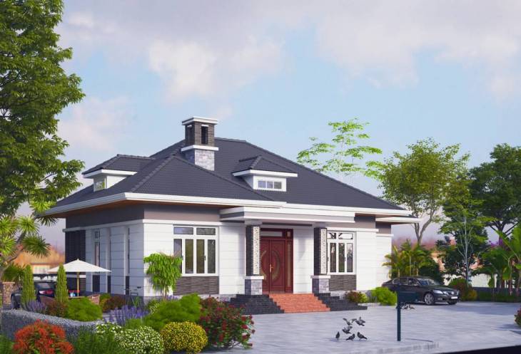 Bản vẽ biệt thự mái nhật 18x12 - Ảnh 6