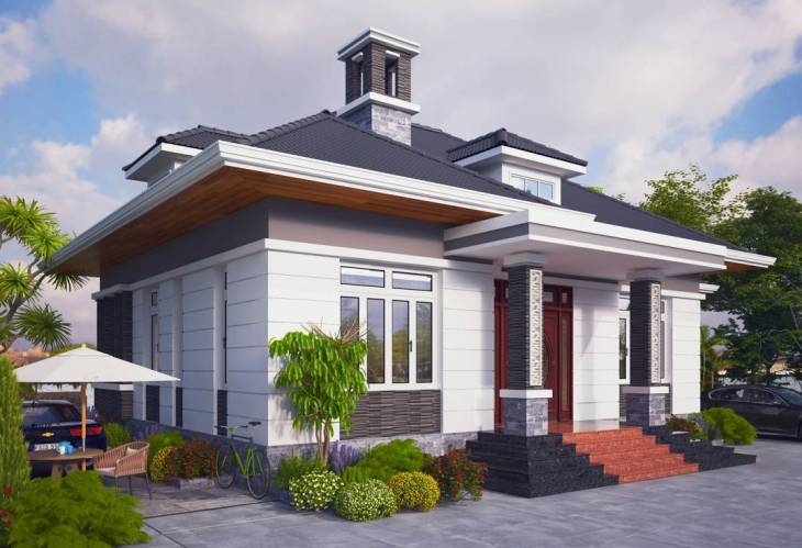 Bản vẽ biệt thự mái nhật 18x12 - Ảnh 2