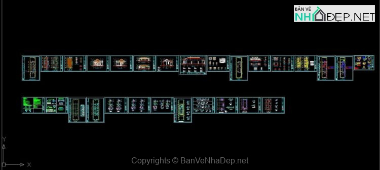 Full hồ sơ thiết kế biệt thự mái nhật 1 tầng kích thước 7x18m