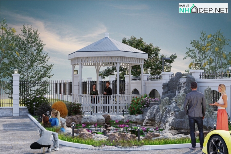 Full hồ sơ thiết kế biệt thự mái nhật 2 tầng 11.5x10m