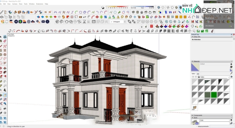 Full hồ sơ thiết kế biệt thự mái nhật 2 tầng 11.5x10m
