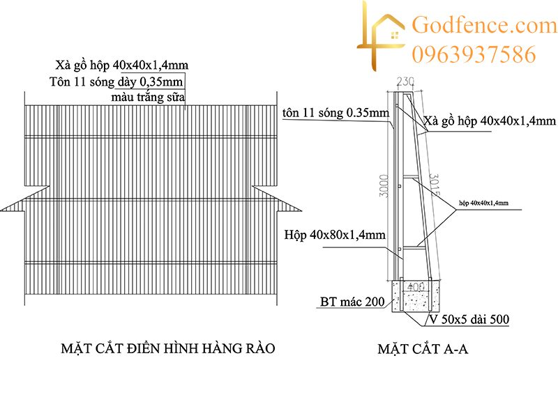 Bản vẽ thiết kế hàng rào tôn công trường