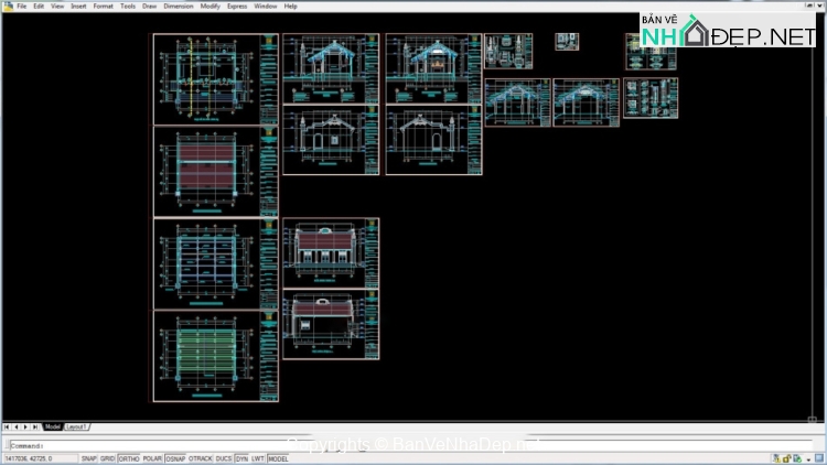 Hồ sơ bản vẽ nhà thờ họ 9x10m cực đẹp