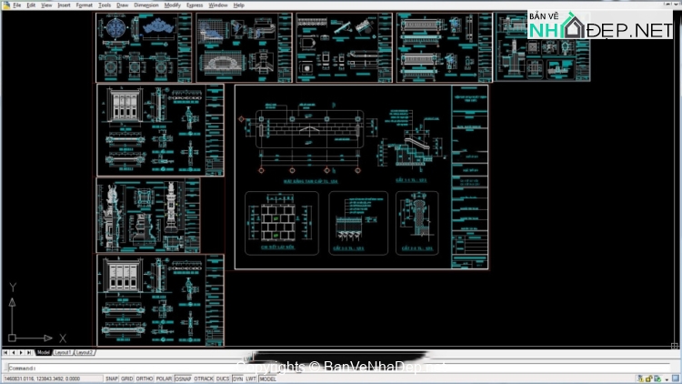 Hồ sơ bản vẽ nhà thờ họ 9x10m cực đẹp